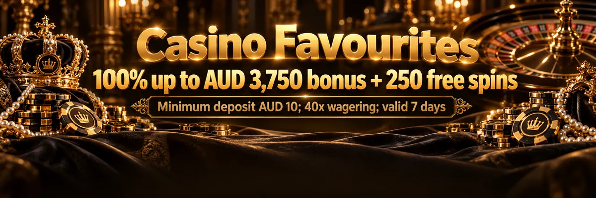 Golden Crown casino promotion with a roulette wheel, pearl strands and polished chips arranged on luxurious dark fabric.